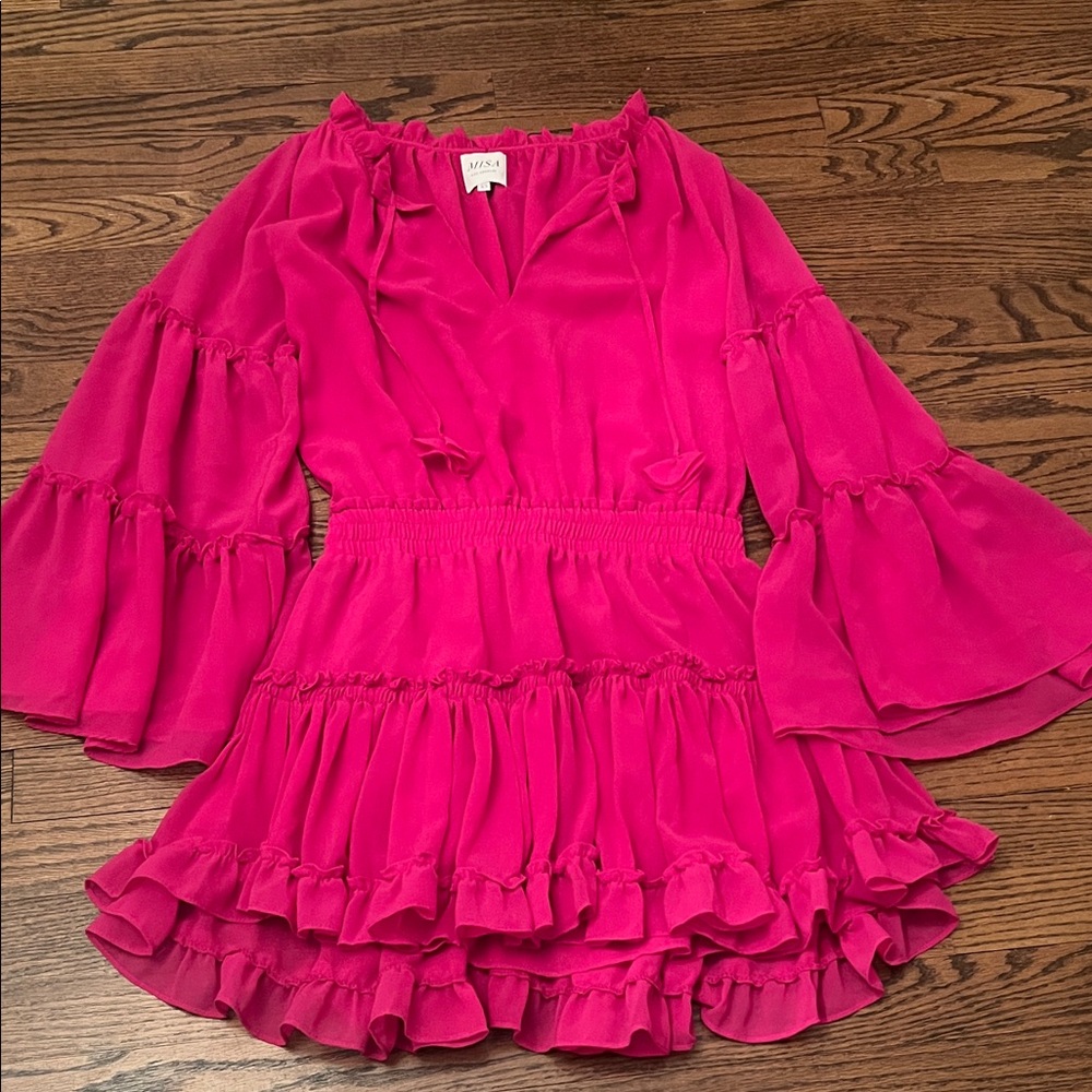 MISA Pink Ruffled  Dress.